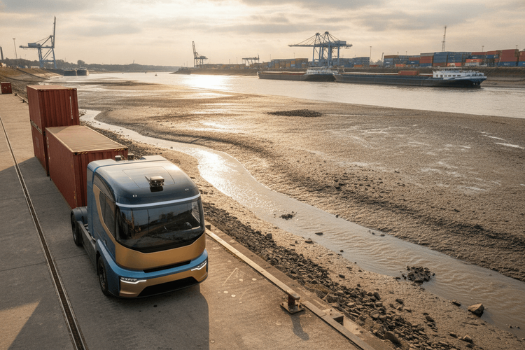 Niedrigwasser am Rhein: Autonome Lkw als Lösung für Logistikkrise